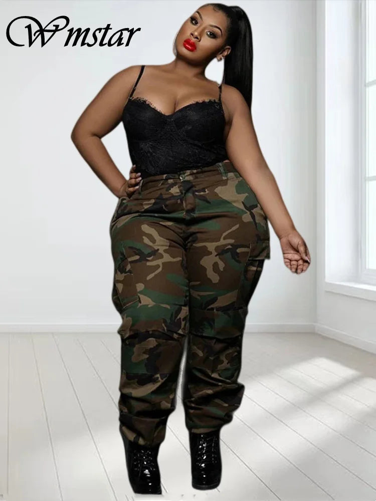 Plus Size Women Camouflage Cargo Joggers / Pants