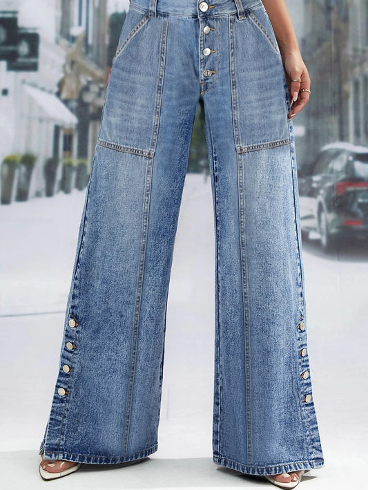 Women Plus Size Jeans Denim Wide Leg Pants